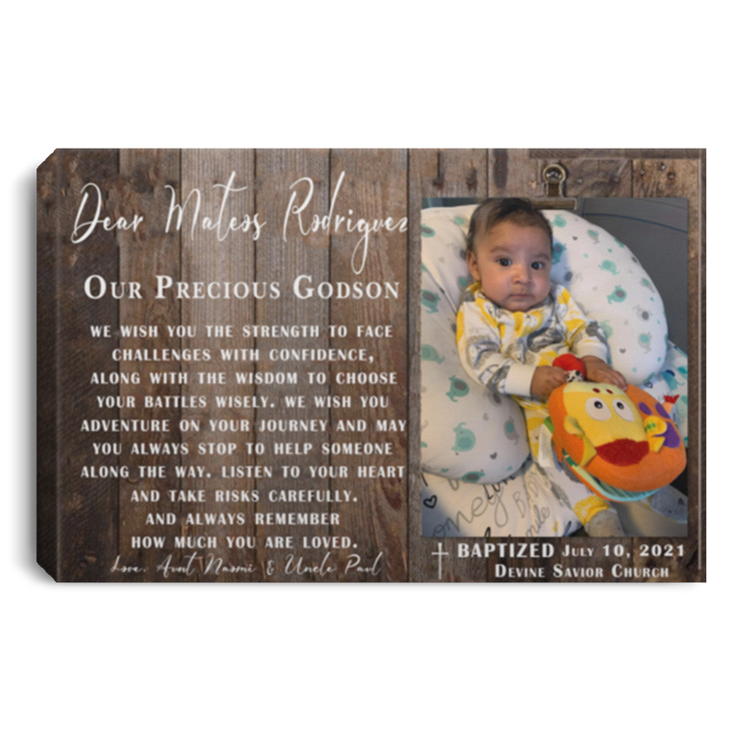 Amazing Framed Canvas Baptism Gift for GODSON Baptism Gift BOY Catholic Baptism Gift Boy Picture Frame Baptism Gift Boy from Godmother Gift for Godson Baptism Gift Family Unisex Awesome On Birthday, C CANLA75 Landscape Canvas .75in Frame