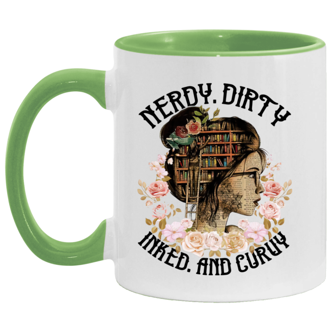 Coffee Mug Nerdy Dirty Inked and Curvy Accent Mug On Birthday Gift Hot Cold Coffee Mug Holder Capacity and Perfect Size 2 Side, 11 oz White - Red AM11OZ 11 oz. Accent Mug