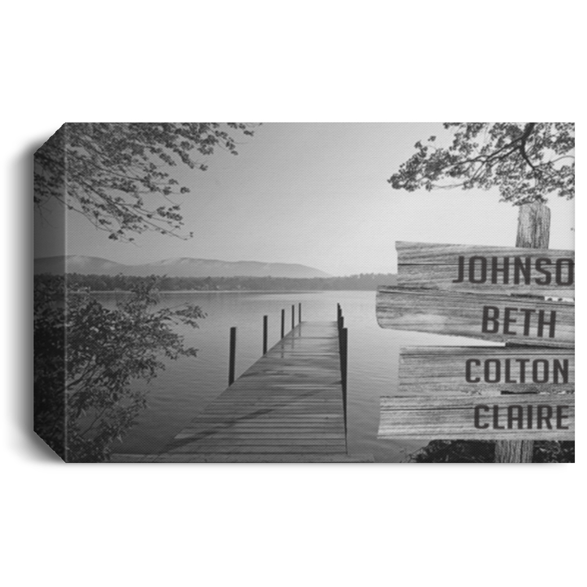 KORAFINA Meaningful Quote Canvas Lake Dock Personalized Canvas Framed or Poster with Multi Names Gift Family Unisex Awesome On Christmas, Birthday Gift Decor Home Durable Print Full Size CANLA15 Deluxe Landscape Canvas 1.5in Frame