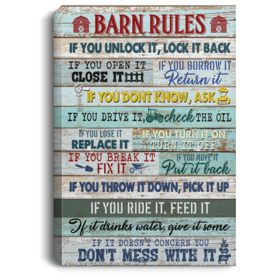 B08HH8P13S Gifts Barn Rules If It Doesn't Concern You Don't Mess with It - Farmer Canvas - Wall Decor, Canvas Wall Art Custom Size