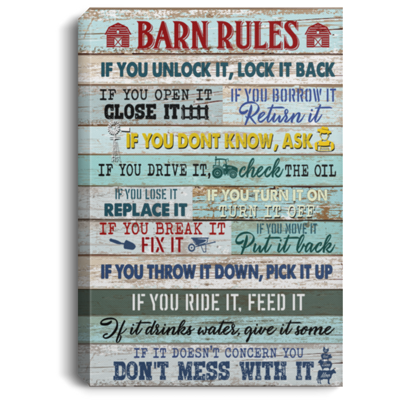 B08HH8P13S Gifts Barn Rules If It Doesn't Concern You Don't Mess with It - Farmer Canvas - Wall Decor, Canvas Wall Art Custom Size