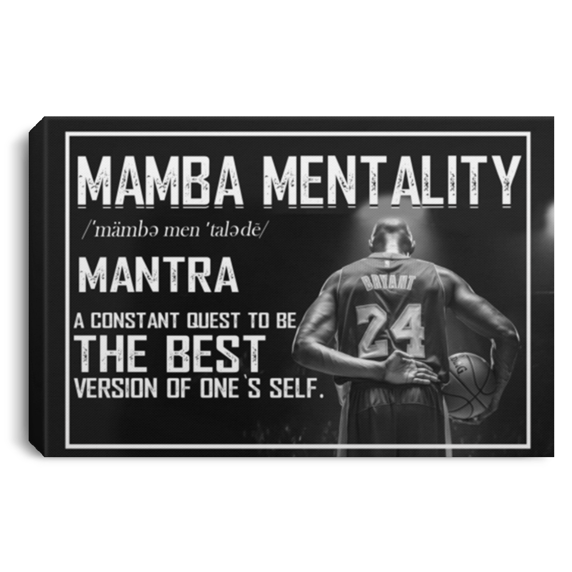 Canvas Framed Wood Mamba Mentality Motivational Bryant – Wall Art Gift Family Unisex Awesome On Birthday, Decor Home Durable CANLA75 Landscape Canvas .75in Frame