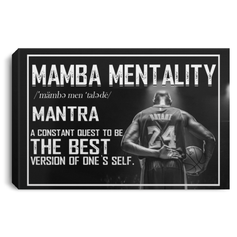 Canvas Framed Wood Mamba Mentality Motivational Bryant – Wall Art Gift Family Unisex Awesome On Birthday, Decor Home Durable CANLA75 Landscape Canvas .75in Frame