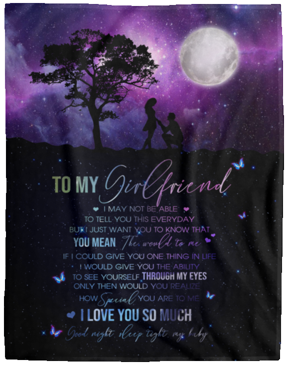 Premium Blankets to My Girlfriend You Mean The World to Me I Love You to My Girlfriend Sherpa Gift Family Awesome On Birthday, Decor Home Sherpa Blanket 60x80 White VPL Cozy Plush Fleece Blanket - 60x80
