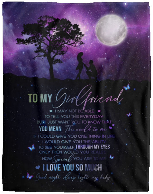 Premium Blankets to My Girlfriend You Mean The World to Me I Love You to My Girlfriend Sherpa Gift Family Awesome On Birthday, Decor Home Sherpa Blanket 60x80 White VPL Cozy Plush Fleece Blanket - 60x80
