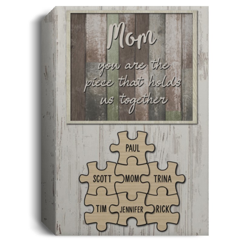 CUSTOM PUZZLE 8x12 Mom and child Paul, Trina, Rick, Mom, Tim, Jennifer, Scott Deluxe Portrait Canvas 1.5in Frame