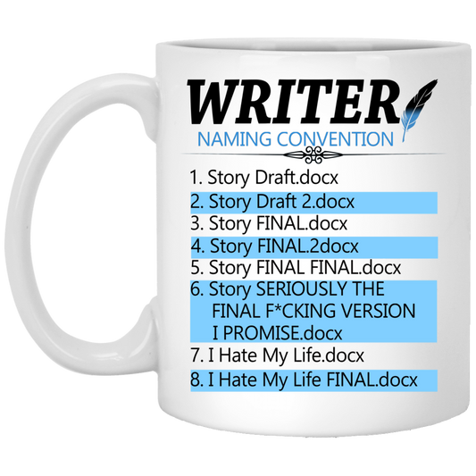 Master Cups Writer Naming Convention Coffee Mug 11oz - Creative Writer Mug Naming Convention Mug, Best Gift for Creative Writers XP8434 11 oz. White Mug