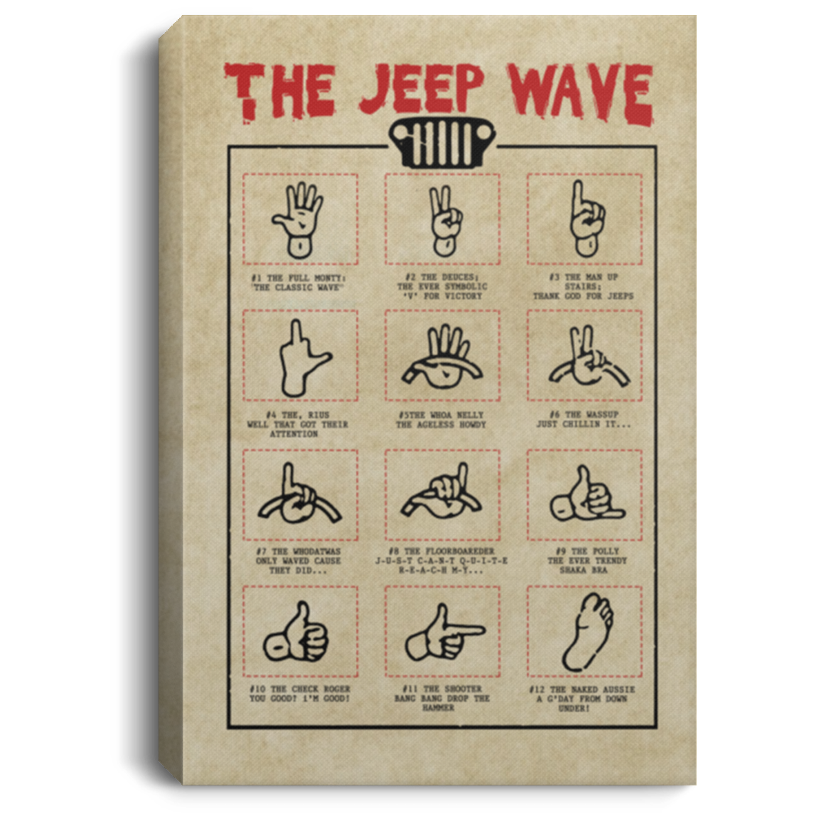The Jeep Knowledge Canvas Framed Wood Way The Jeep Knowledge for Jeep Lovers Print Gift Family Unisex Awesome On Birthday, Decor Home Durable Print 16x24 CANPO75 Portrait Canvas .75in Frame