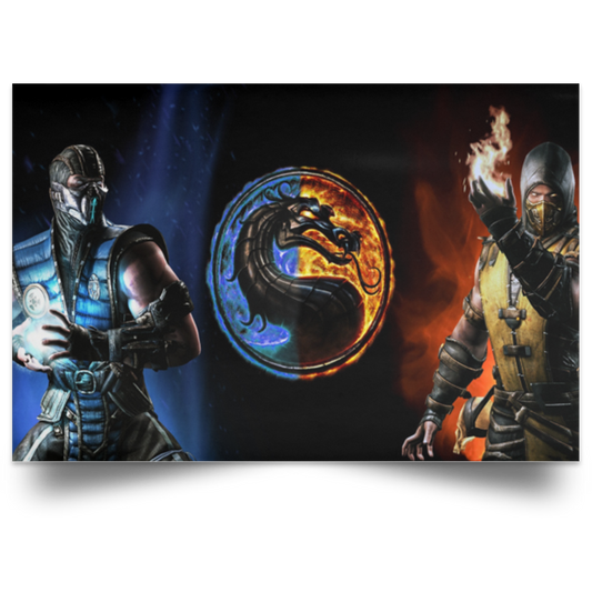 Sub-Zero and Scorpion Fight Poster 2019 Water and Fire High Quality Prints .