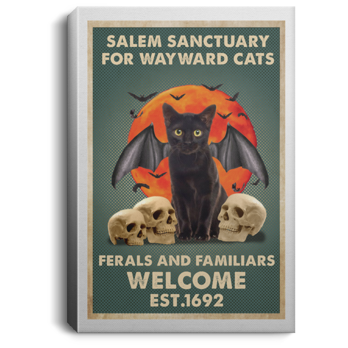 Meaningful Gifts Framed Canvas Prints Salem Sanctuary for Wayward Cats Ferals and Familiars Black CatGift Family Unisex Awesome On Birthday, Decor Home Durable 12x18 (1) CANPO75 Portrait Canvas .75in Frame