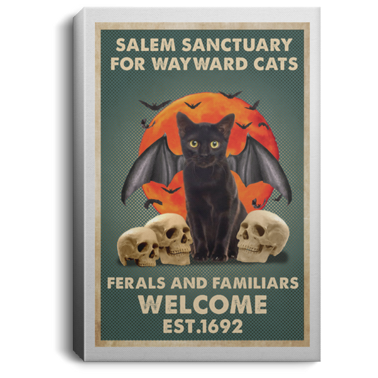 Meaningful Gifts Framed Canvas Prints Salem Sanctuary for Wayward Cats Ferals and Familiars Black CatGift Family Unisex Awesome On Birthday, Decor Home Durable 12x18 (1) CANPO75 Portrait Canvas .75in Frame