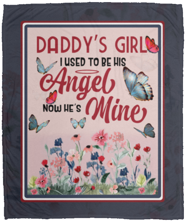 Blankets Daddy’s Girl I Used to Be His Angel Now He’s Mine Fleece Blanket – Premium Sherpa Blanket – Woven Blanket Gift Family Awesome On Christmas Cozy Plush Fleece Blanket 50x60 Black VPM Cozy Plush Fleece Blanket - 50x60