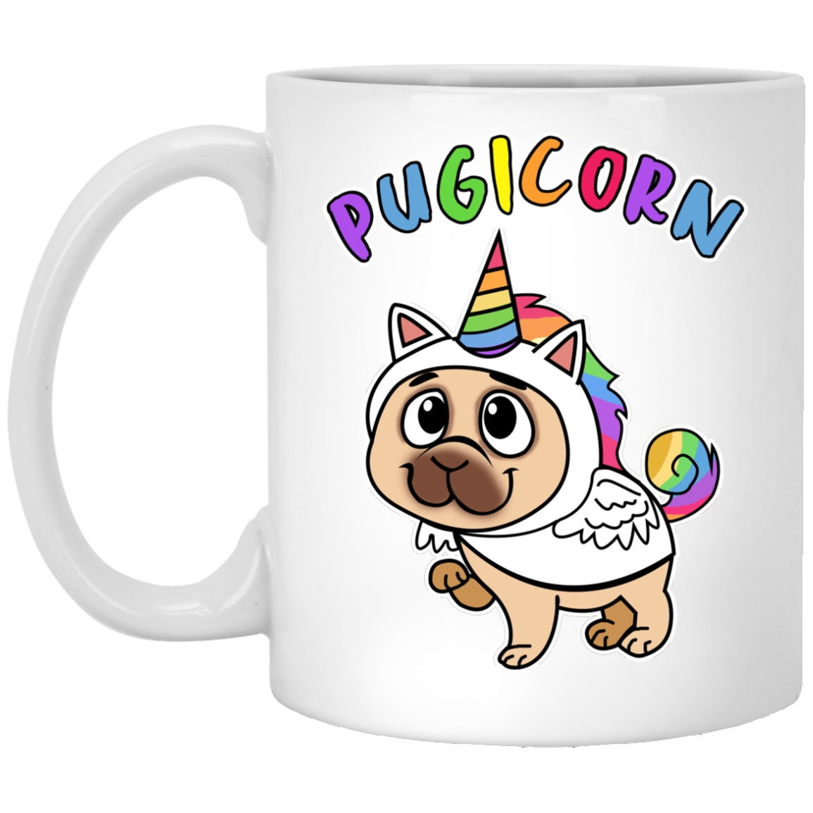 Funny Pug Mug Majestic Unicorn Pugicorn Dog Long Man Coffee Mug