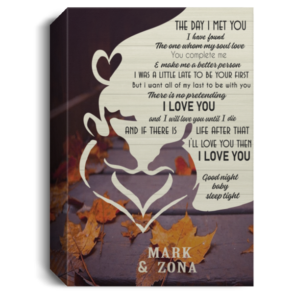 KORAFINA Amazing Framed Canvas Personalized The Day I Met You Canvas Wall Art, Couple Wall Decor, Deer Couple Canvas, Gifts for Lover, Home Decor, Gift Family Uni CANPO15 Deluxe Portrait Canvas 1.5in Frame