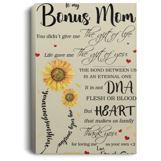 (Rianah, Carson)Gifts to My Bonus Mom Life Gave Me The Gift of You Personalized Canvas - Gift for Bonus Mom - 0.75 & 1.5 inch Framed - Wall Decor, Canvas Wall Art Custom Size CANPO75 Portrait Canvas .75in Frame