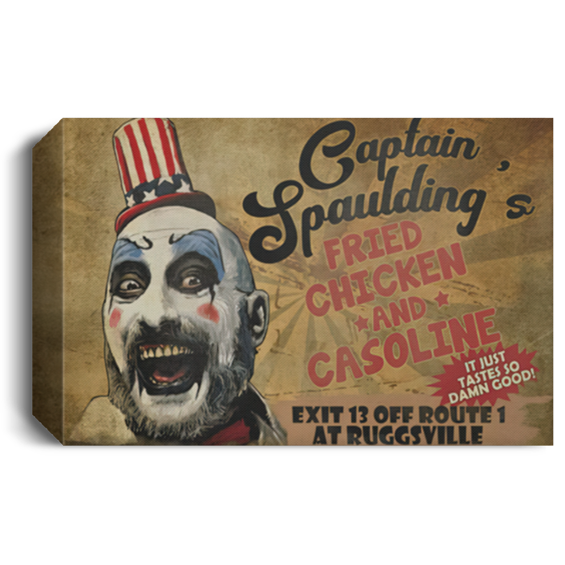 Captain Spaulding Gallery Wrapped Framed Canvas Prints – House of 1000 Corpses Size 24x36, Thickness 0.75 inch Gifts for Women, Men - Gifts on Christmas, Birthday CANLA15 Deluxe Landscape Canvas 1.5in Frame
