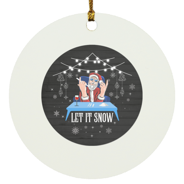 Decorations Let It Snow Santa Cocaine Adult Humor Xmas Funny Gag Gifts Circle Ornament – Funny Chistmas Gag Ornament SUBORNC Circle Ornament