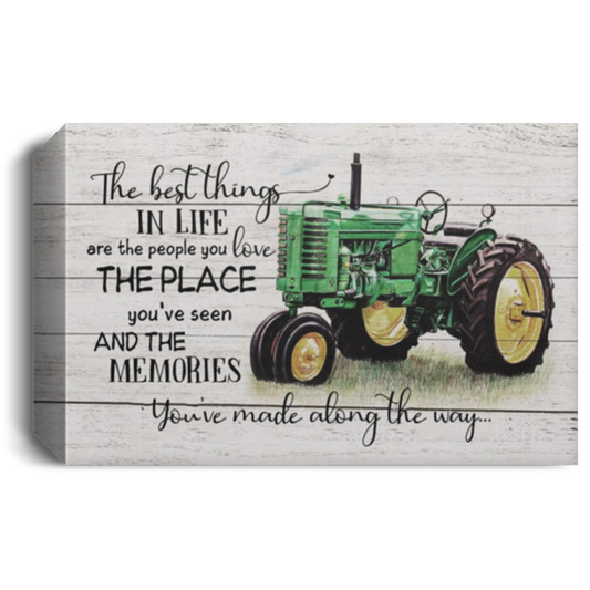 Framed Art Gift Decor Farm - Tractor - The Best Things in Life - Well Printed Canvas on Gallery Wrapped Canvas, Home Decor, Fall Decor, Custom Canvas Ready to Hang Anniversary Gifts, Christmas Fo CANLA15 Deluxe Landscape Canvas 1.5in Frame