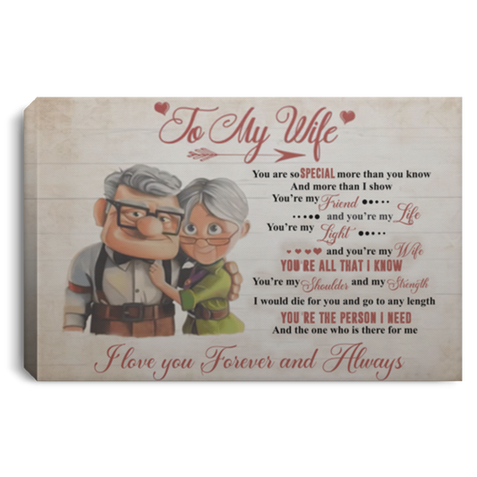to My Wife I Love You Forever and Always Gallery Wrapped Framed Canvas Prints – Wall Art Gift Family Unisex Awesome On Birthday, Decor Home Durable 8x12 CANLA75 Landscape Canvas .75in Frame