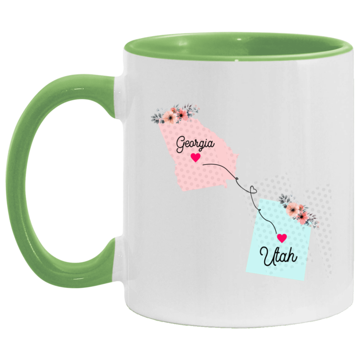 States Accent Mugs Georgia Utah Gifts - Long Distance State Two Tone Coffee Mug - State To State - Away From Home Family - Moving Away Mug Gifts on Christmas, Birthday AM11OZ 11 oz. Accent Mug