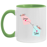 States Accent Mugs Georgia Utah Gifts - Long Distance State Two Tone Coffee Mug - State To State - Away From Home Family - Moving Away Mug Gifts on Christmas, Birthday AM11OZ 11 oz. Accent Mug