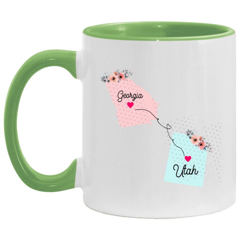 States Accent Mugs Georgia Utah Gifts - Long Distance State Two Tone Coffee Mug - State To State - Away From Home Family - Moving Away Mug Gifts on Christmas, Birthday AM11OZ 11 oz. Accent Mug