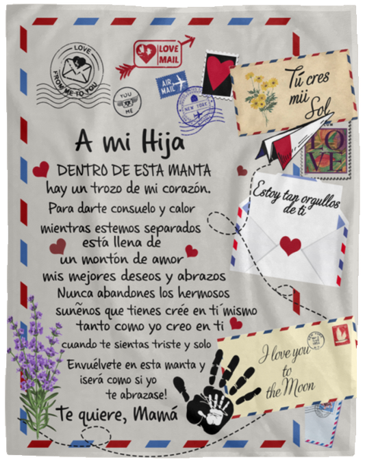 Blanket Personalized A mi Hija Te Quiere Mama- Fleece Blankets- Gifts for Daughter, Regalos para Hija Cozy Plush Fleece Blanket Size 60x80 inch On Christmas, Birthday, Holiday VPL Cozy Plush Fleece Blanket - 60x80