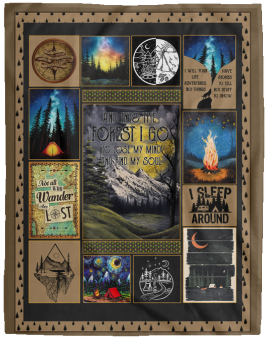 Design Blankets and Into The Forest I Go to Lose My Mind and Find My Soul Camping Premium Gift Family Awesome On Birthday, Decor Home Cozy Plush Fleece Blanket 60x80 White VPL Cozy Plush Fleece Blanket - 60x80