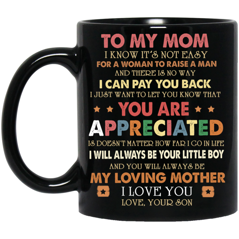 Meaningful Quote Son To Mom Ceramic Gift Coffee Mug For Mother's Day Newest Version New Mom Gift From Son On Birthday, Christmas SKU: lam-mom-21-148