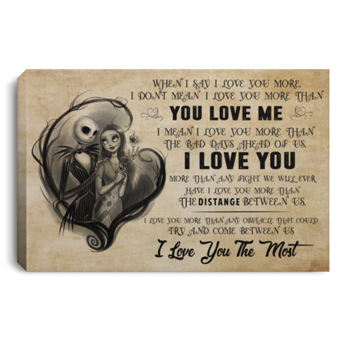 Meaningful Gifts Wall Art Framed Sally & Jack Skellington When I Say Poster Landscape Canvas 0.75in Framed Size 12x18 inch Gift for Men, Awesome Birthday, Decor Home Print CANLA75 Landscape Canvas .75in Frame