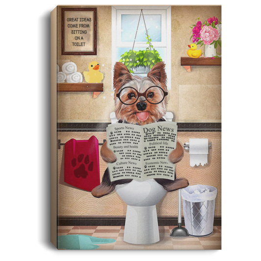 Inspiration Gift Yorkie Bathroom Canvas Prints Wall Art Paintings Abstract Geometry Wall Artworks Pictures for Home Size 12x18, Gifts for Men, Women - Gifts on Birthday, Xmas CANPO75 Portrait Canvas .75in Frame