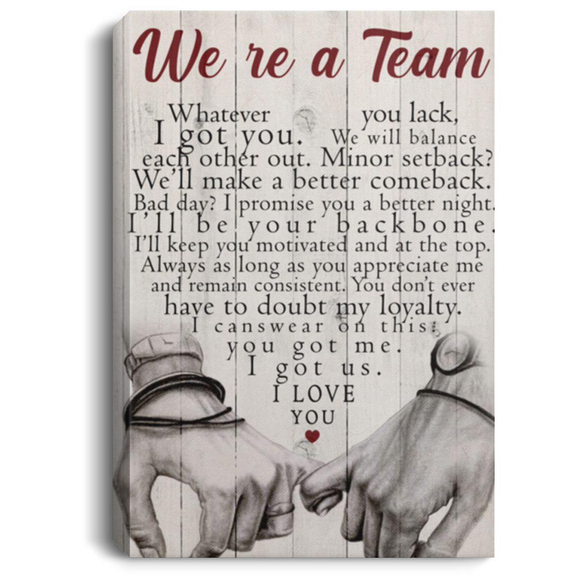 Canvas_NL_160121_3 Canvas Framed Wood We're a Team Whatever You Lack I Got You We Will Balance Each Other Out Couple Gift Family Unisex Awesome On Birthday, Decor Home Durable 24"x36"