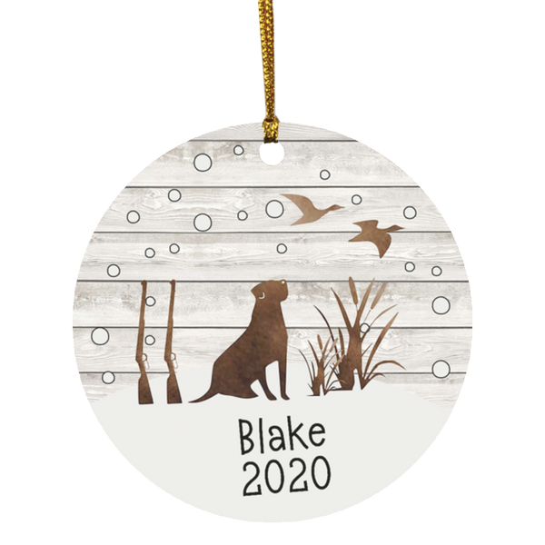 Duck Hunting Dog Personalized Ornament - MDF - Porcelain - Holiday Ornament - Christmas - Name Year - Custom Ornament - Bird Dog SUBORNC Circle Ornament