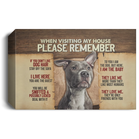 WHENVISITNGMHOUSE_CANVAS_TH_300121_6 Pitbull When Visiting My House Please Remember If You Don't Like Dog Hair Framed Canvas Prints - Size 12x18, Thickness 1.5 inch Gifts for Women, Men - Gifts on X-mas, Christmas Canvas 1.5in Frame