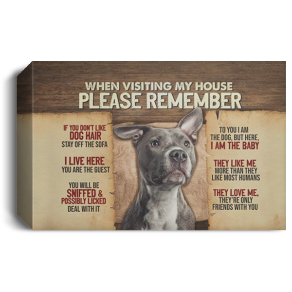 WHENVISITNGMHOUSE_CANVAS_TH_300121_6 Pitbull When Visiting My House Please Remember If You Don't Like Dog Hair Framed Canvas Prints - Size 12x18, Thickness 1.5 inch Gifts for Women, Men - Gifts on X-mas, Christmas Canvas 1.5in Frame