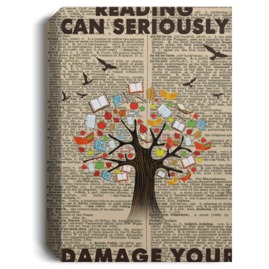 Gifts Reading Can Seriously Damage Your Ignorance Poster, Love Reading Book Poster,Love Book Canvas, Book Poster Art, Vintage Book Poster Wall Art Gift Family Unisex Awesome On Birthday, Christmas Gif CANPO15 Deluxe Portrait Canvas 1.5in Frame