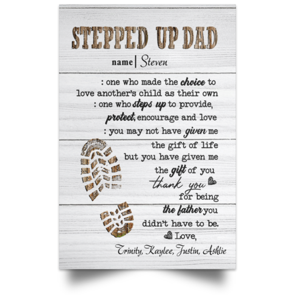 Poster 12x18 Trinity, Kaylee, Justin, Ashlie  21 Pb1 stepdad POSPO Satin Portrait Poster