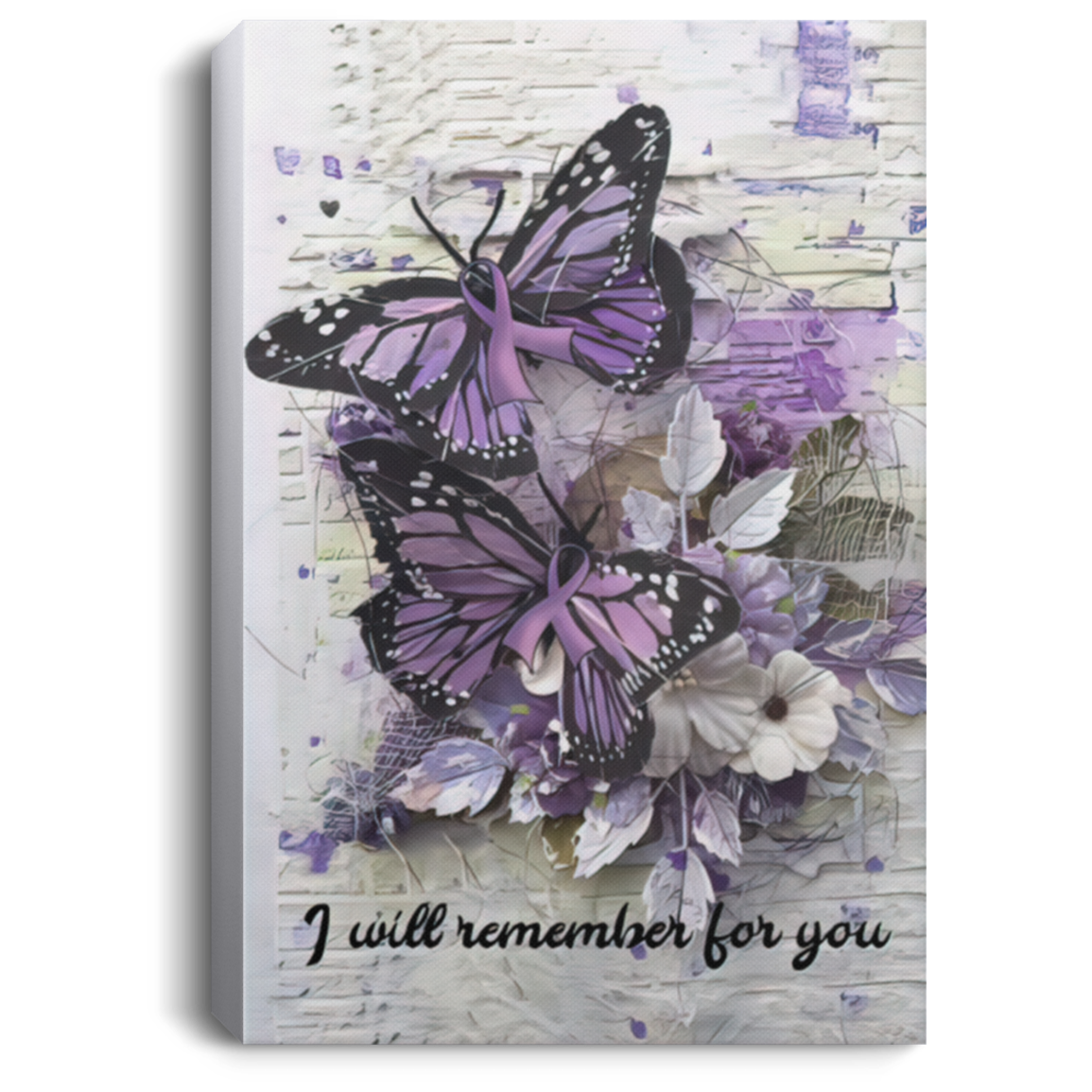 Greatest Quote Alzheimer’s Awareness Purple Ribbon I Will Remember For You Canvas Wall Art Farmhouse Sign Decor Poster Birthday Wedding Housewarming Gift size 8x12, Gifts for Men, Women - Gifts on Bir CANPO75 Portrait Canvas .75in Frame