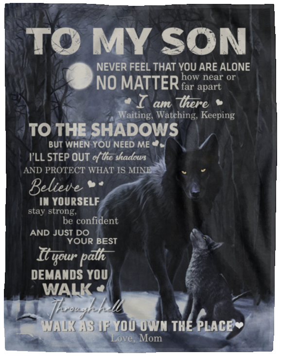 to My Son from Wolf MOM Moon Dark Forest Family Love Letter Quote Vintage Retro VPL Cozy Plush Fleece Blanket - 60x80 B08GC7SL97