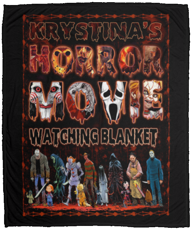 KRYSTINA'S  Birthday Gifts Quote Personalized Name This is My Horror Movie Watching Blanket, Fleece Sherpa Woven Blankets, On Holidays, Vacation, Christmas, Brithday Custom Size VPM Cozy Plush Fleece Blanket - 50x60