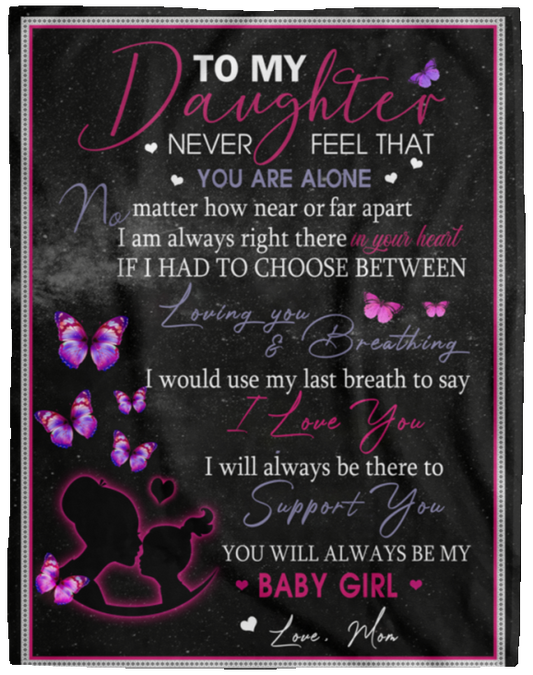 B081FJP5X1 thanhlk Butterfly Fleece Blanket - MOM to Daughter - I Love You - Fleece Blanket Soft Comfortable Blanket for Sofa Chair Bed Office Travelling Camping