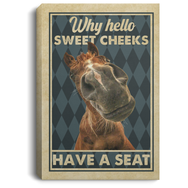 cxffsdag Quote Art Horse Why Hello Sweet Cheeks Have A Seat Funny Bathroom Toilet Decor Framed Canvas Prints - Size 12x18, Thickness 0.75 inch Gifts for Men, Women - Gifts on Birthday, Xmas ASIN: B08JH9H48D