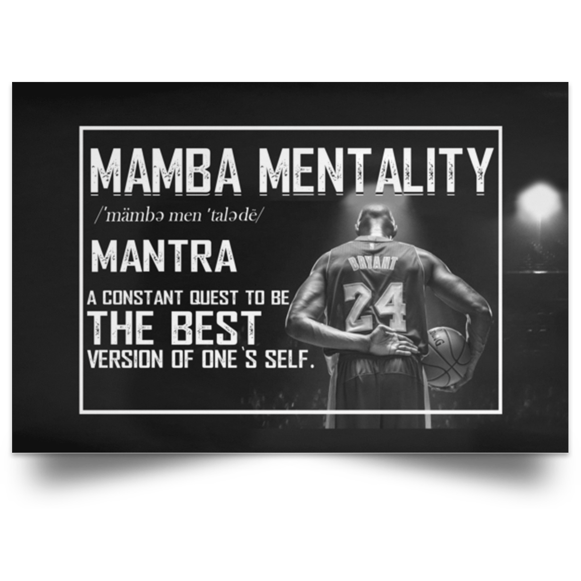 Canvas Framed Wood Mamba Mentality Motivational Bryant – Wall Art Gift Family Unisex Awesome On Birthday, Decor Home Durable POSLA Satin Landscape Poster