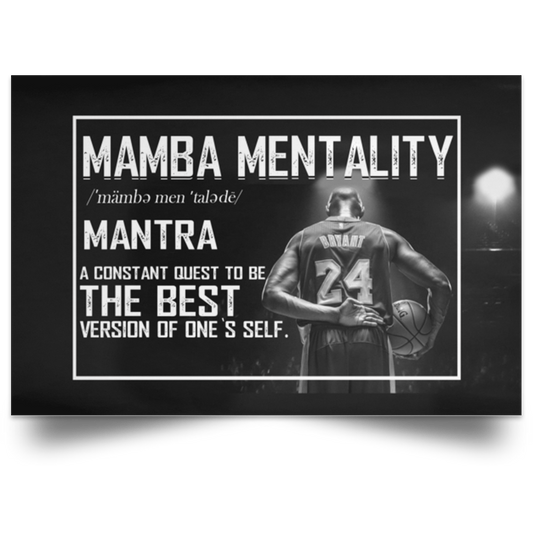 Canvas Framed Wood Mamba Mentality Motivational Bryant – Wall Art Gift Family Unisex Awesome On Birthday, Decor Home Durable POSLA Satin Landscape Poster