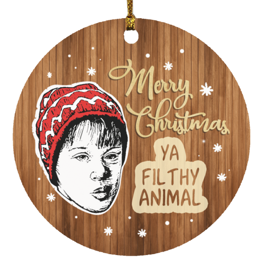 Gifts Decorate Special Tree Home Alone Merry Christmas Ya Filthy Animal Christmas Ornament – Funny Christmas Movies Holiday Ornament Wooden Ornaments Print 1 Side On Christmas, Weding, Decor Home SUBORNC Circle Ornament