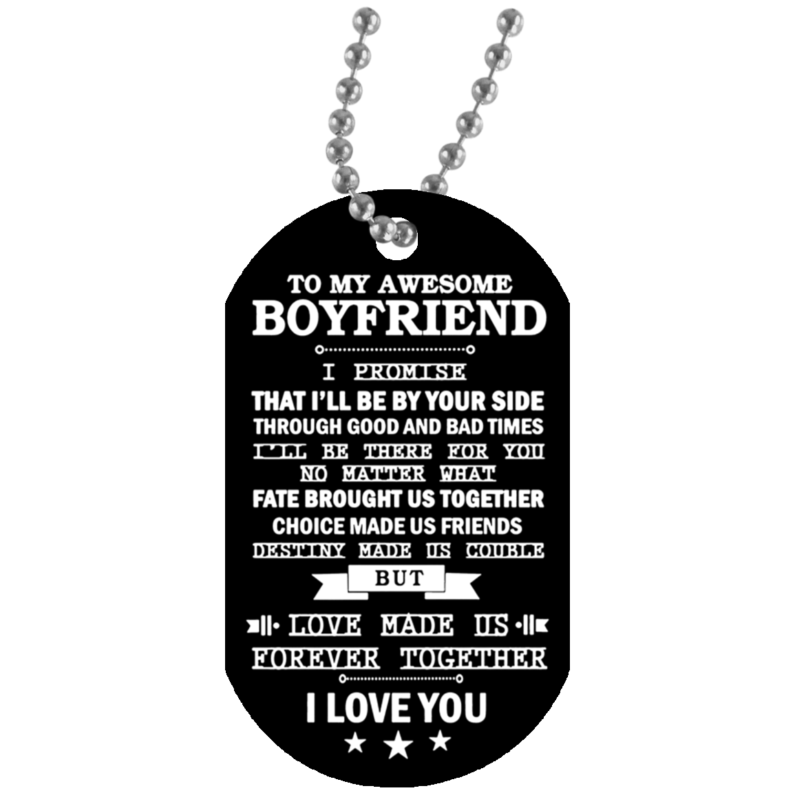 AZ Gifts to My Awesome Boyfriend Dog Tag Chain from Lover - I Love You .- Meaningful Gift for Him On Xmas, Birthday AZ Gifts to My Awesome Boyfriend Husband Dog Tag