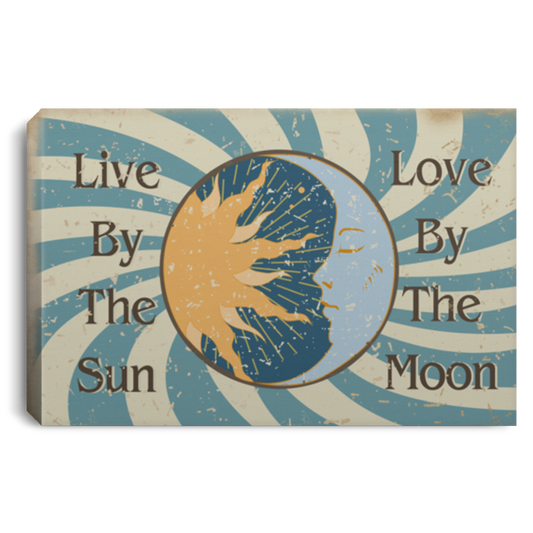 Couple Husband Wife Canvas Framed Wood Live by The Sun Love by The Moon Gift Family Unisex Awesome On Birthday, Decor Home Durable Print 12x18 CANLA75 Landscape Canvas .75in Frame