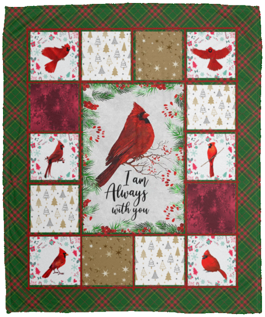 THITHO STORE Cardinal Bird Blanket - Red Birds I Am Always with You Fleece Blanket One SizeWhite (50''x60'') VPM Cozy Plush Fleece Blanket - 50x60