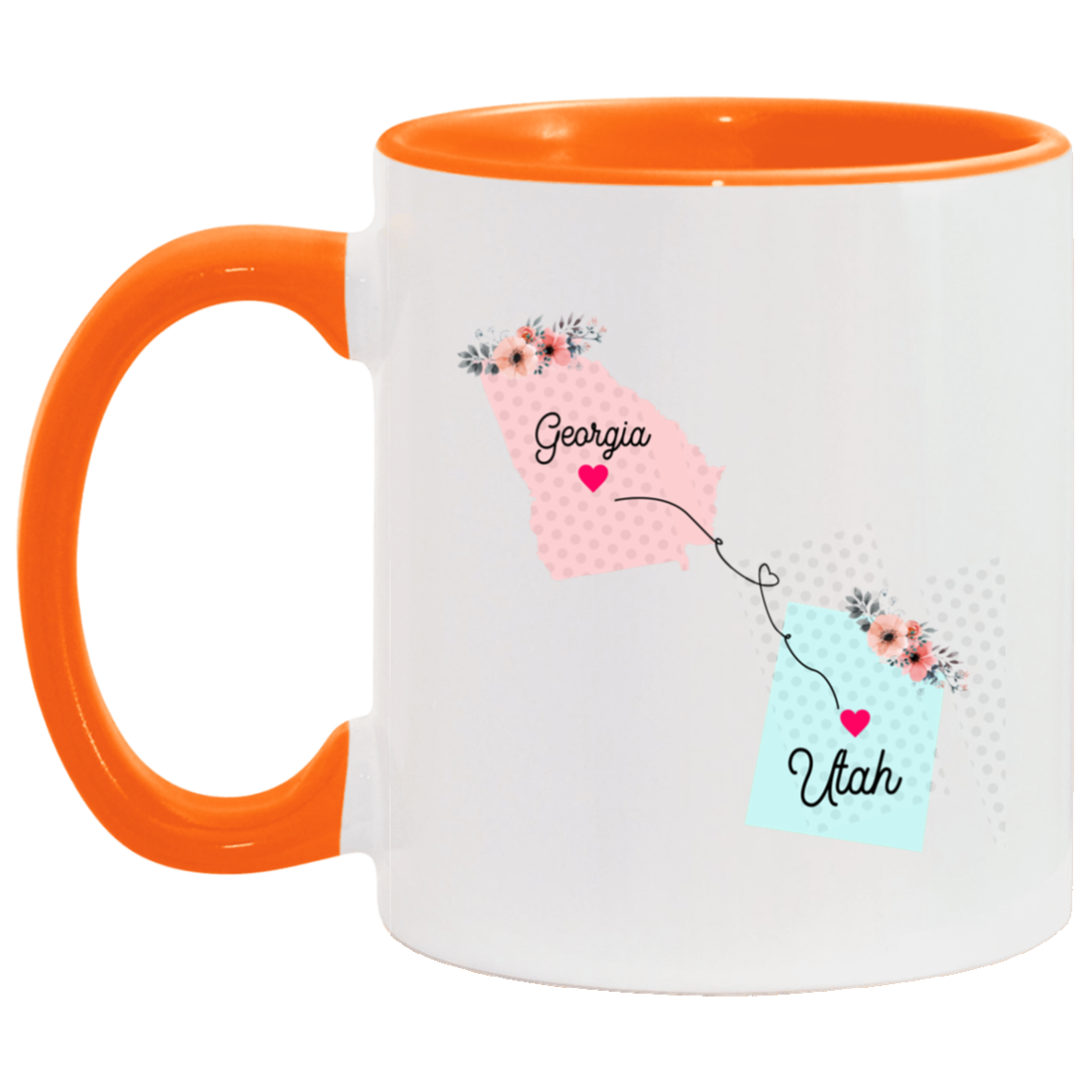 States Accent Mugs Georgia Utah Gifts - Long Distance State Two Tone Coffee Mug - State To State - Away From Home Family - Moving Away Mug Gifts on Christmas, Birthday AM11OZ 11 oz. Accent Mug