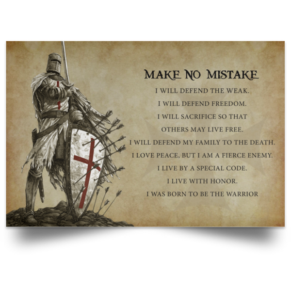 Customized Make NO Mistake - English - Knight Templar Posters Family Friend, Perfect Happy Birthday Gift Decor Bedroom, Living Room Print -White, 12 x 18 Fixx Samuel_Poster_310896-221296